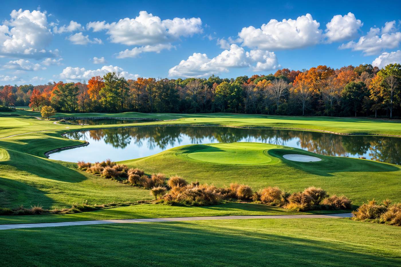 Golf course fairway and green